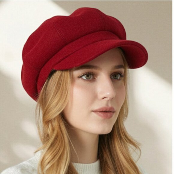 Baker Boy Beret Cap Burgundy - Picture 4 of 4